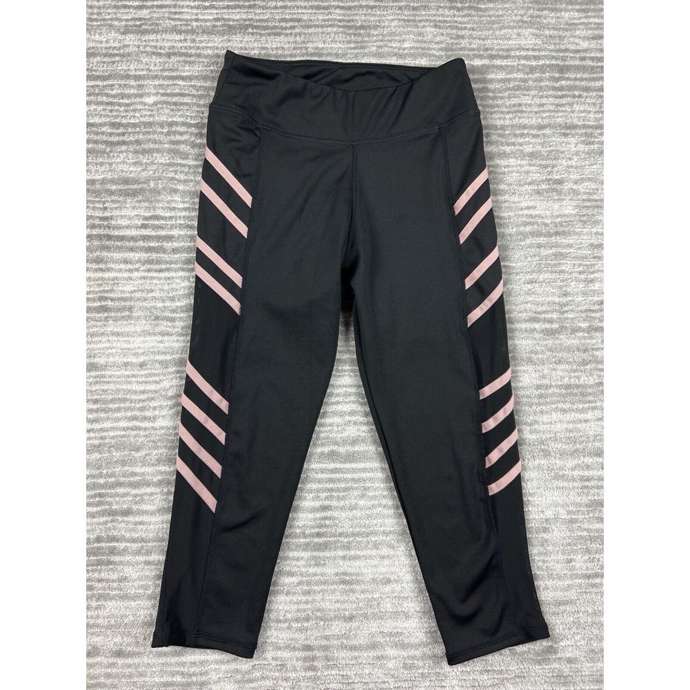 Always Pants Womens Medium Black Capri Stripe Polyester‎ Blend